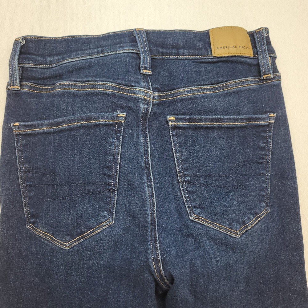 American Eagle Flare Jeans Womens 00 Super High Rise Stretch Dark Wash Denim - Picture 4 of 12